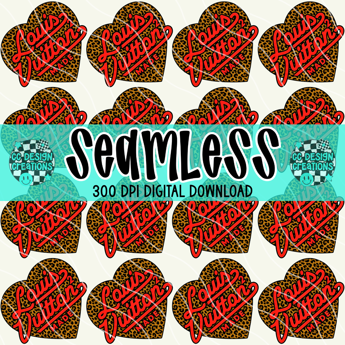 SEAMLESS Leopard Red Louis PNG Digital Download