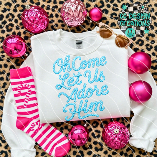 FAUX YARN Oh Come Let Us Adore Him PNG Digital Download