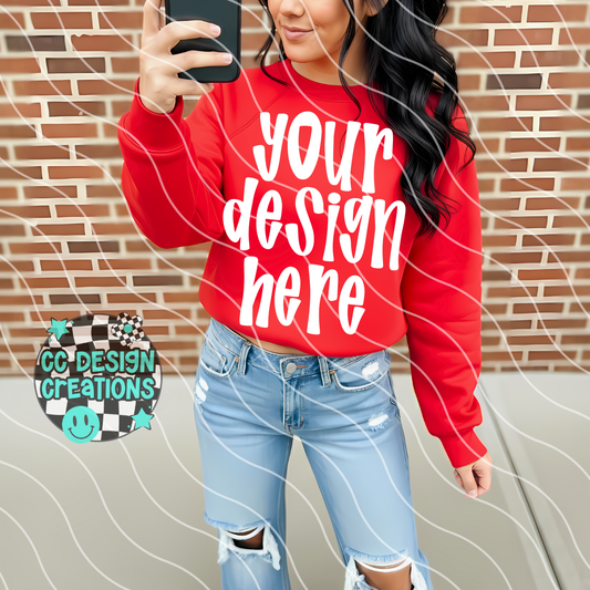 Red Sweatshirt Casual Mock