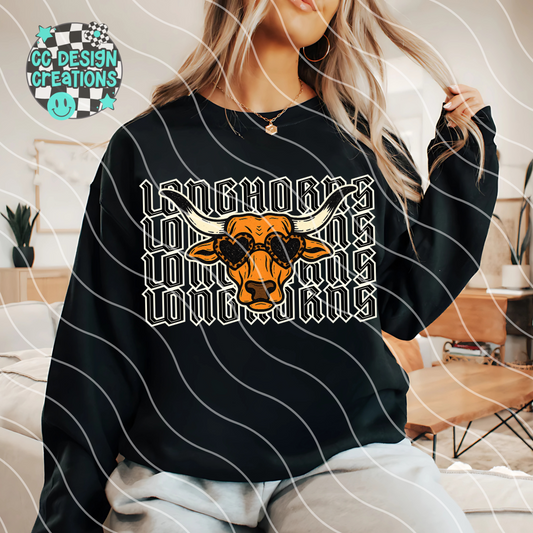 Longhorns Preppy Grunge Mascot PNG Digital Download