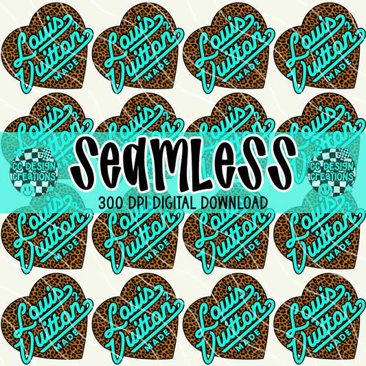 SEAMLESS Leopard Turquoise Louis PNG Digital Download