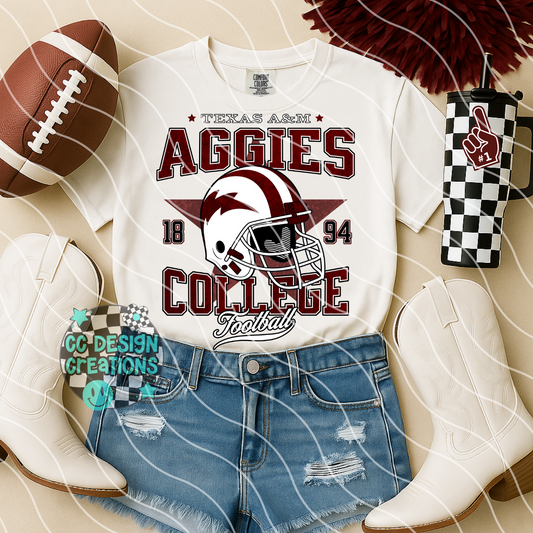 Retro All Star Aggies Football PNG Digital Download