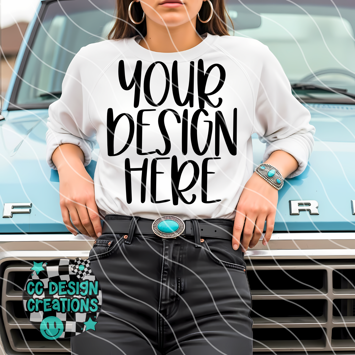 White Sweatshirt Western MOCK