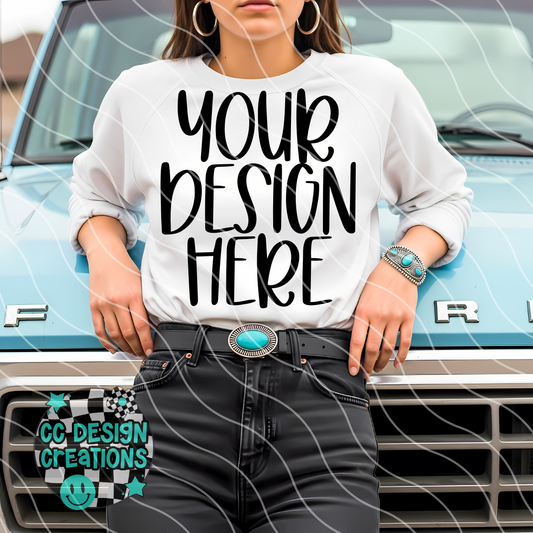 White Sweatshirt Western MOCK