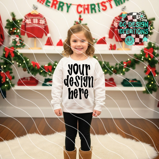 White Sweatshirt Mock Christmas Youth Girl 1