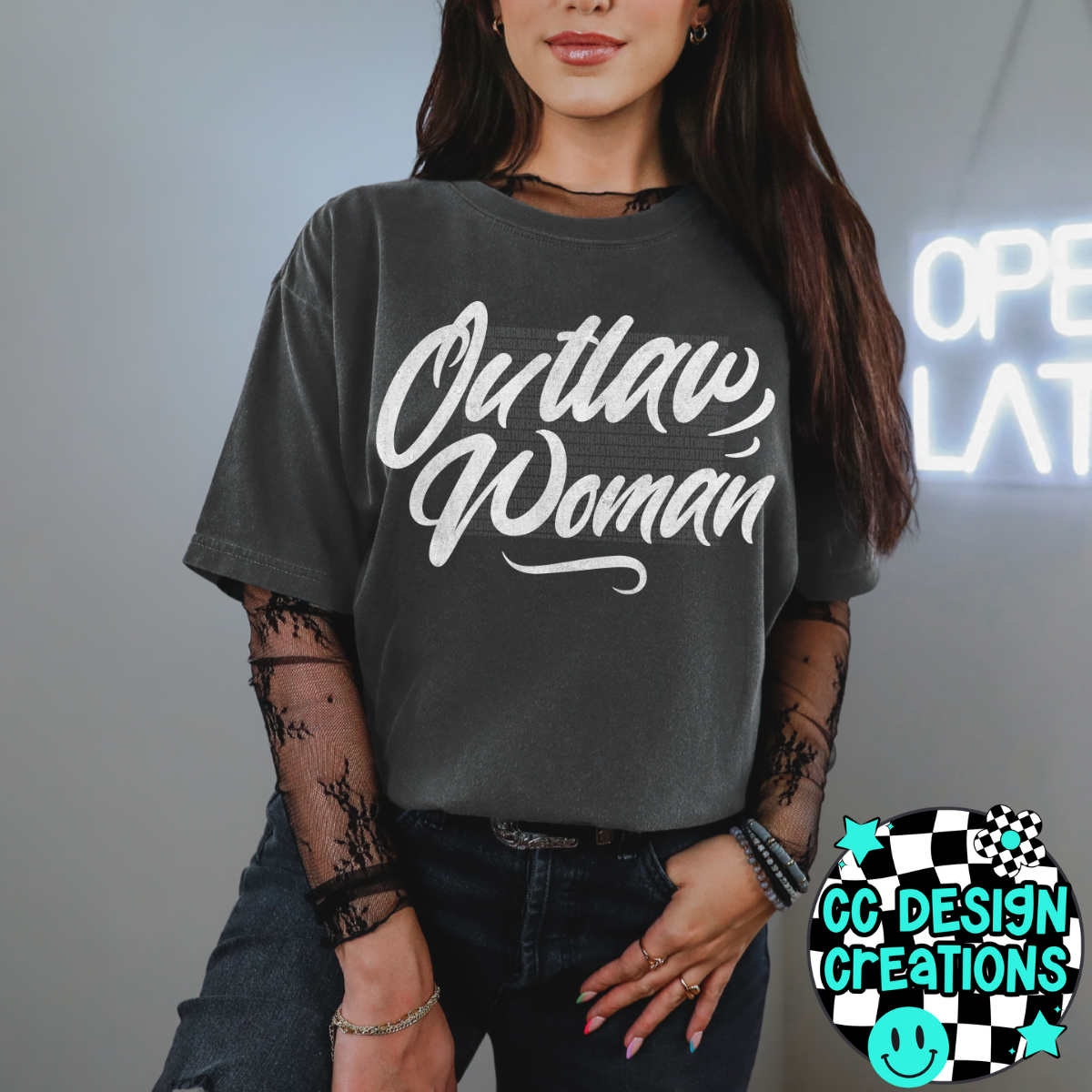 Outlaw Woman Distressed PNG Digital Download