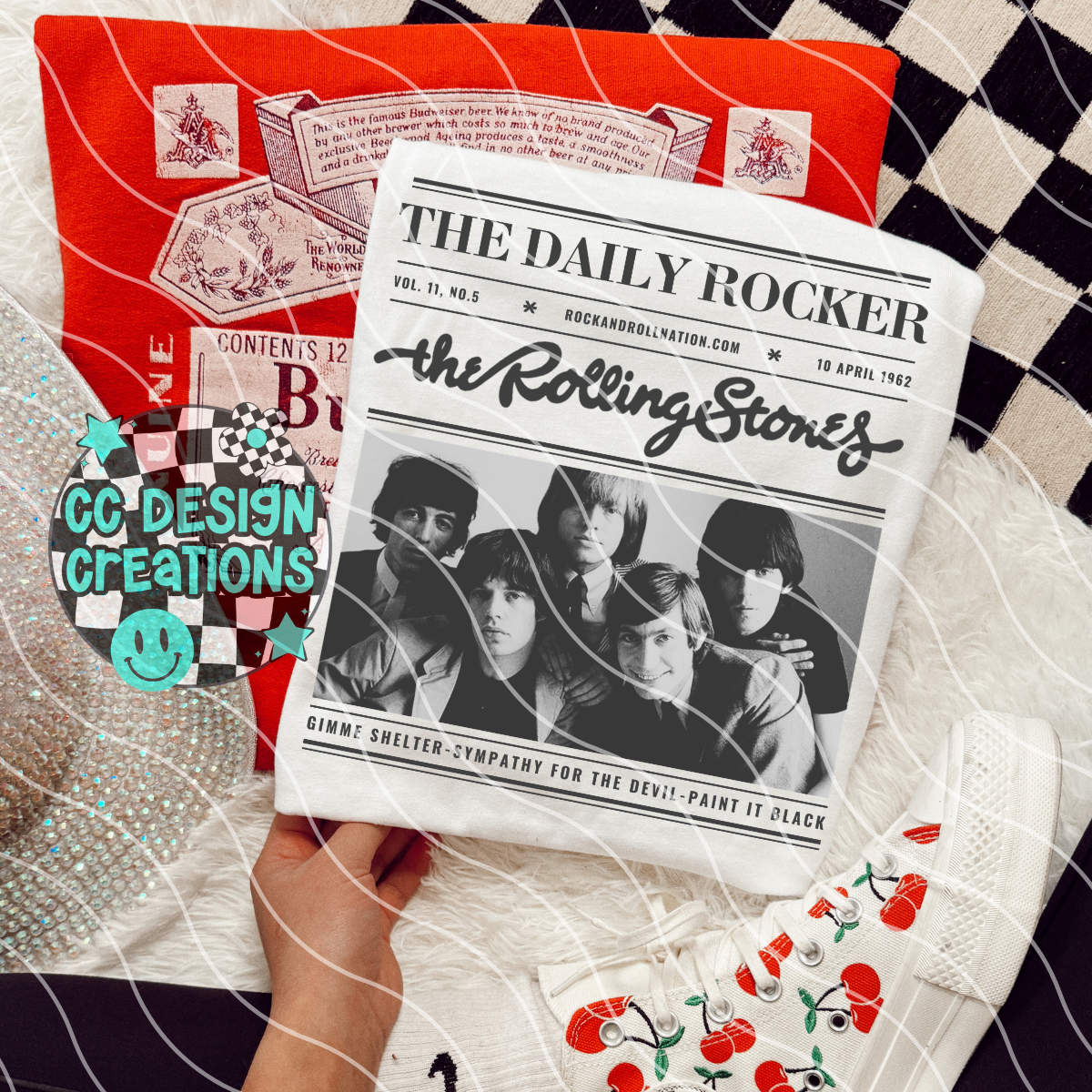 Rock N Roll Newspaper Rolling Stones PNG Digital Download