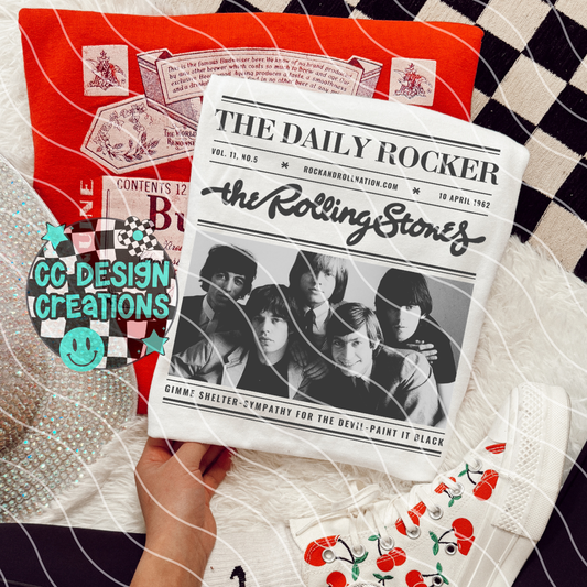 Rock N Roll Newspaper Rolling Stones PNG Digital Download