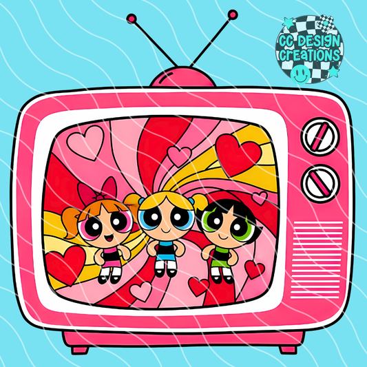 Retro TV Power puff PNG Digital Download