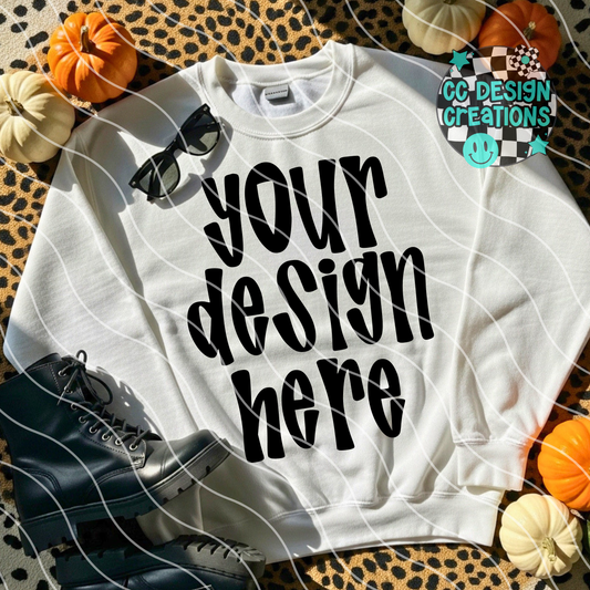 White Sweatshirt Mock Fall Pumpkins 2