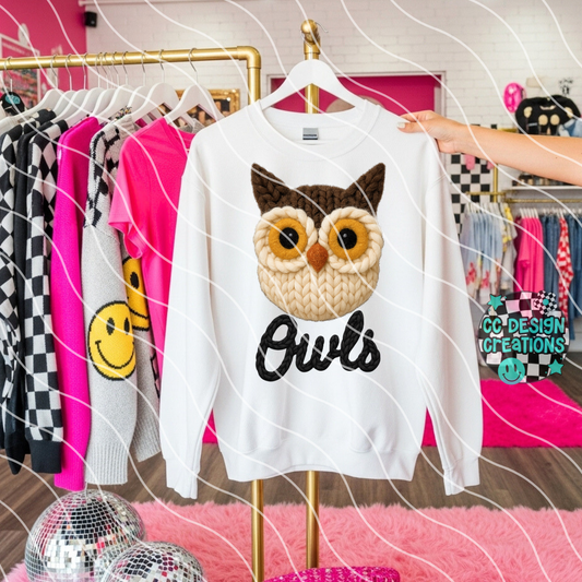 FAUX YARN Owls Mascot PNG Digital Download