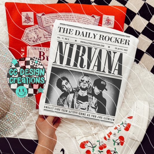 Rock N Roll Newspaper Nirvana PNG Digital Download