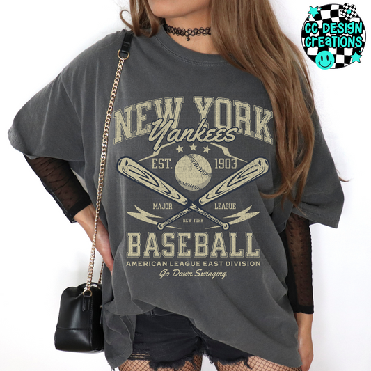 Yankees Retro Baseball PNG Digital Download