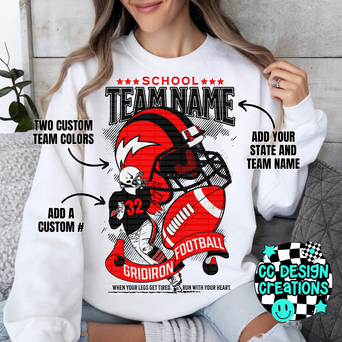 CUSTOM High School Gridiron Football School Spirit PNG Digital Download