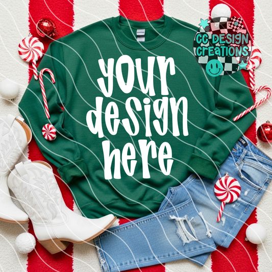 Forest Sweatshirt Christmas Flatlay Striped Mock