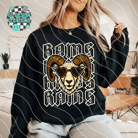 Rams Preppy Grunge Mascot PNG Digital Download