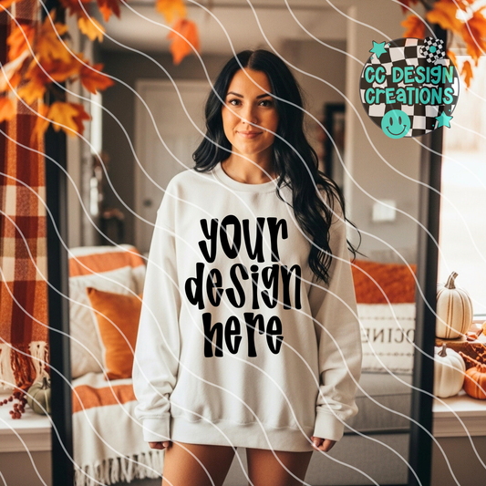White Sweatshirt Mock Fall Mirror