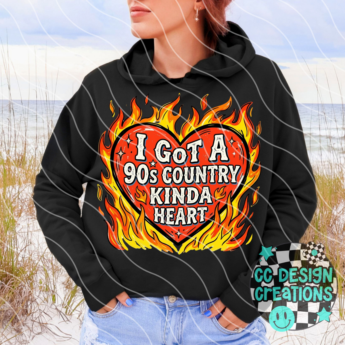 90s Country Kinda Heart PNG Digital Download