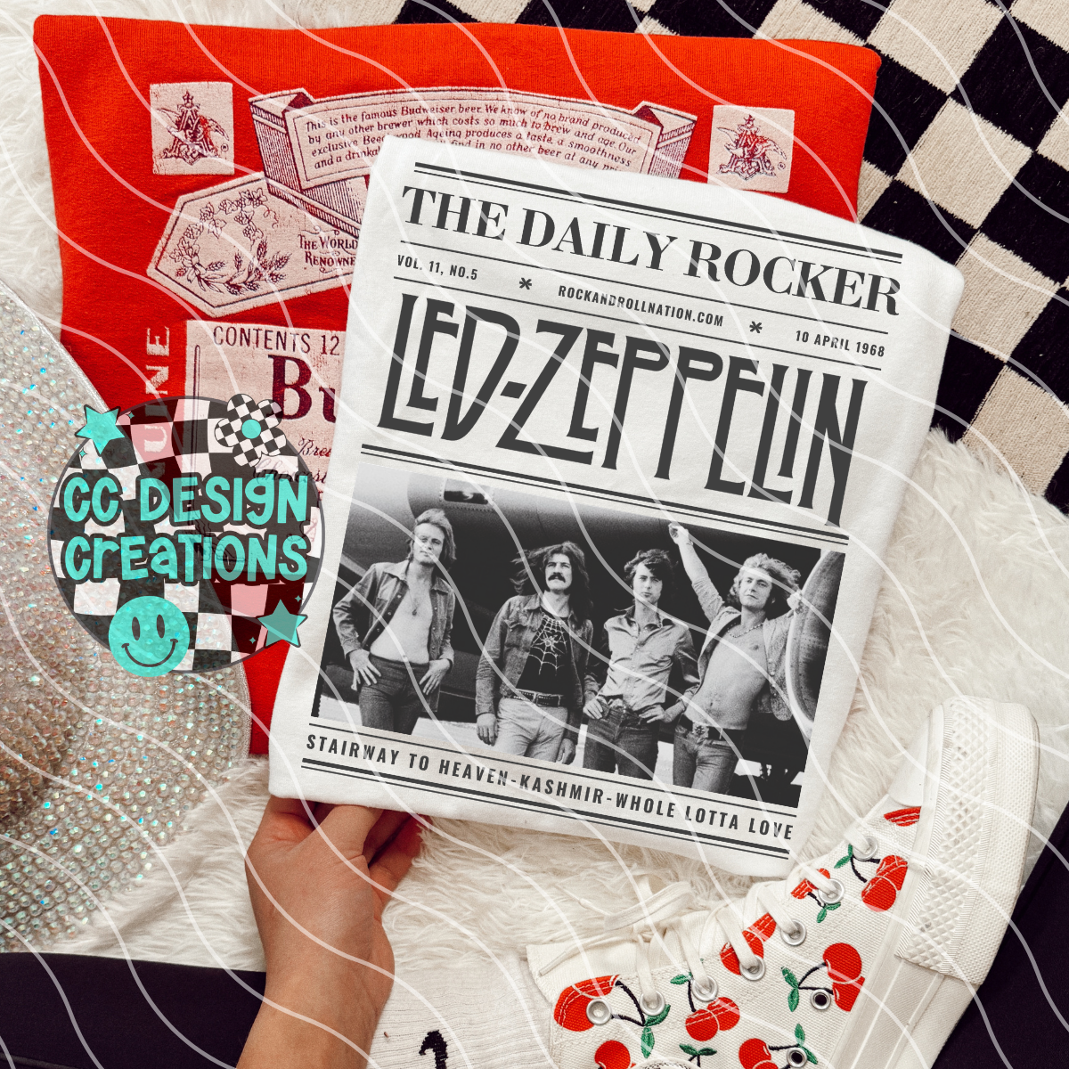 Rock N Roll Newspaper Led Zepplin PNG Digital Download