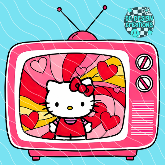 Retro TV Kitty PNG Digital Download