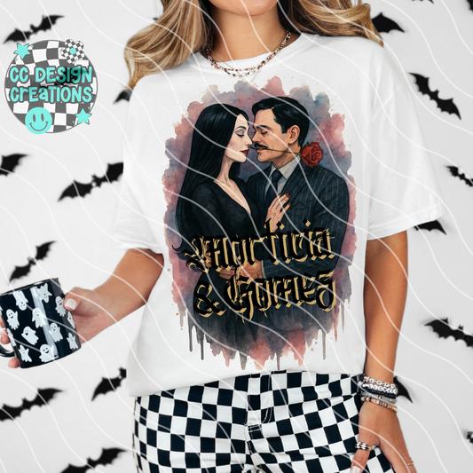 Morticia & Gomez Horror Watercolor PNG Digital Download
