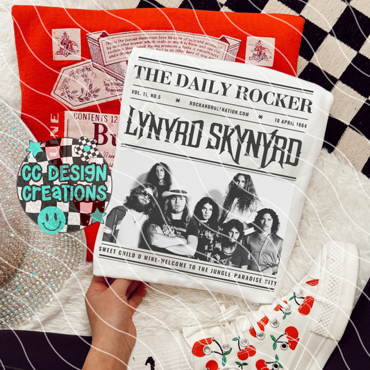 Rock N Roll Newspaper Lynryd Skynyrd PNG Digital Download