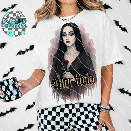Morticia Horror Watercolor PNG Digital Download