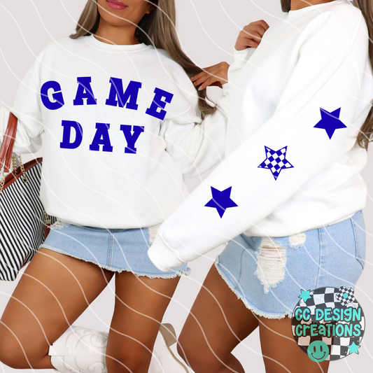 Blue Retro Game Day PNG Digital Download