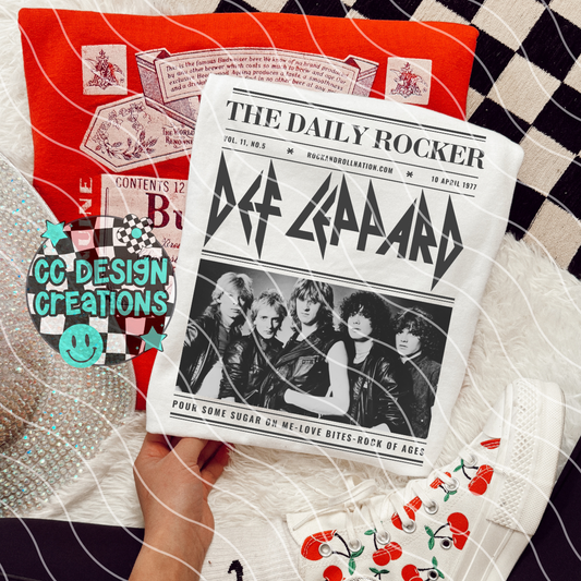 Rock N Roll Newspaper Def Leppard PNG Digital Download