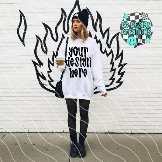White Sweatshirt Mock Alt Coffee