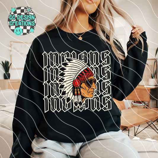 Indians Preppy Grunge Mascot PNG Digital Download