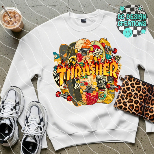 Thrash er Skateboard Collage PNG Digital Download