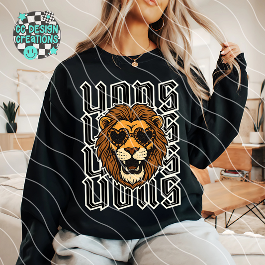Lions Preppy Grunge Mascot PNG Digital Download
