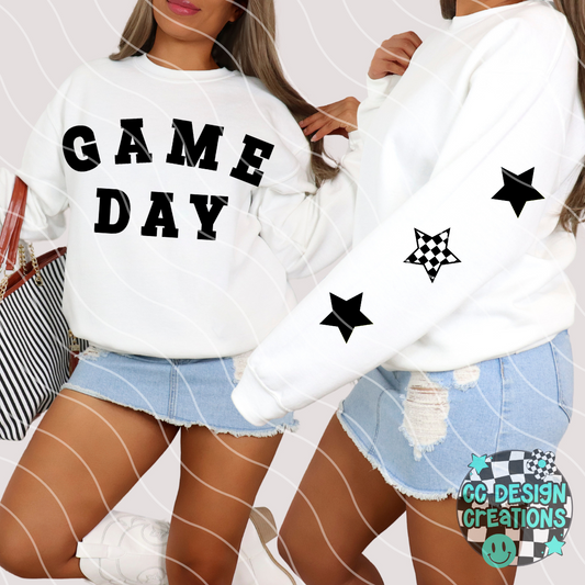Black Retro Game Day PNG Digital Download