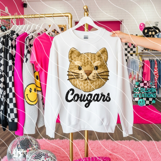 FAUX YARN Cougars Mascot PNG Digital Download