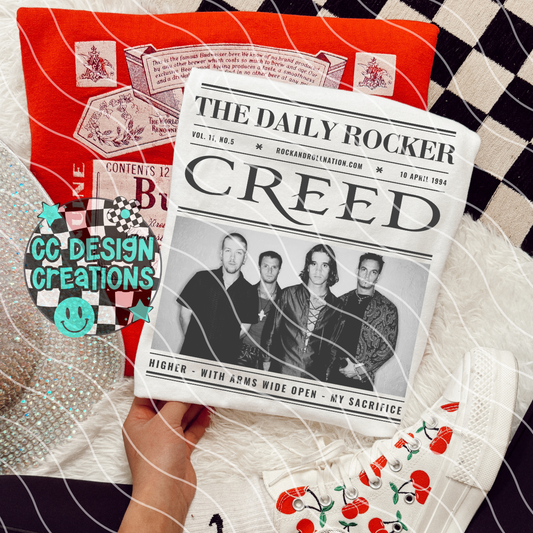 Rock N Roll Newspaper Creed PNG Digital Download