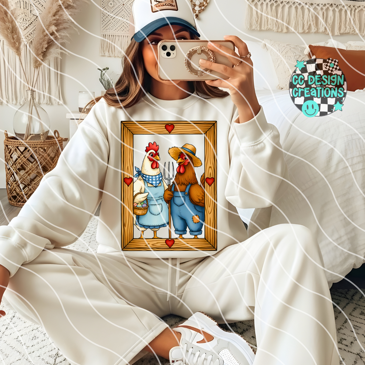 Mom and Pop Chickens PNG Digital Download