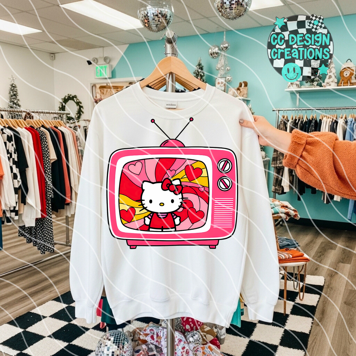 Retro TV Kitty PNG Digital Download