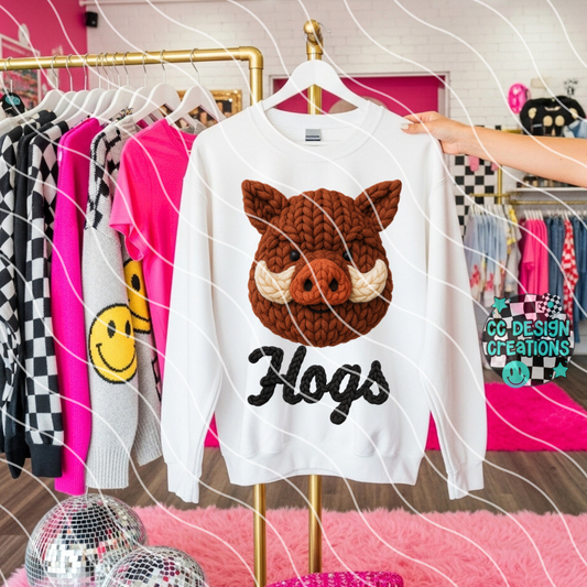 FAUX YARN Hogs Mascot PNG Digital Download