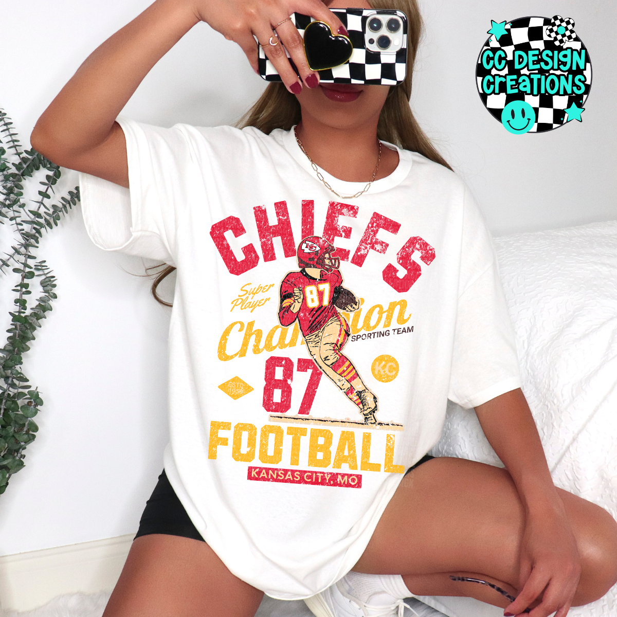 Chiefs 87 Vintage Football PNG Digital Download