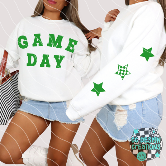 Green Retro Game Day PNG Digital Download