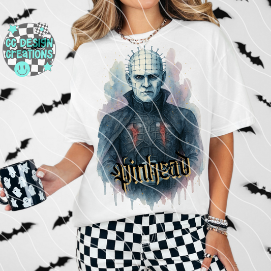 Pinhead Horror Watercolor PNG Digital Download