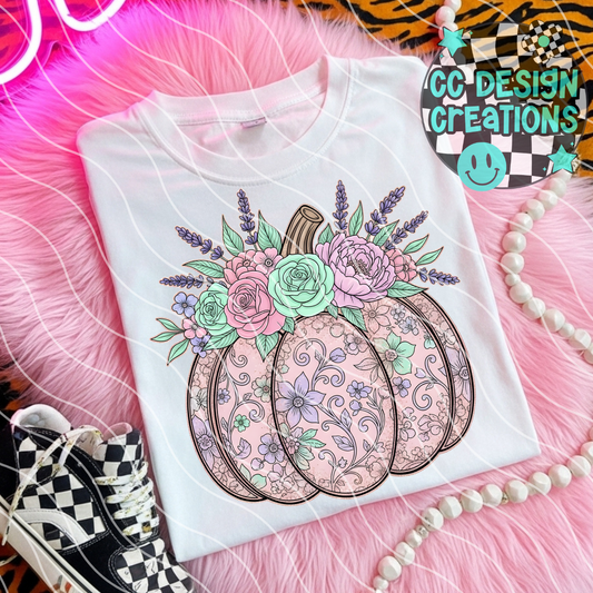 Floral Fall Pumpkin PNG Digital Download