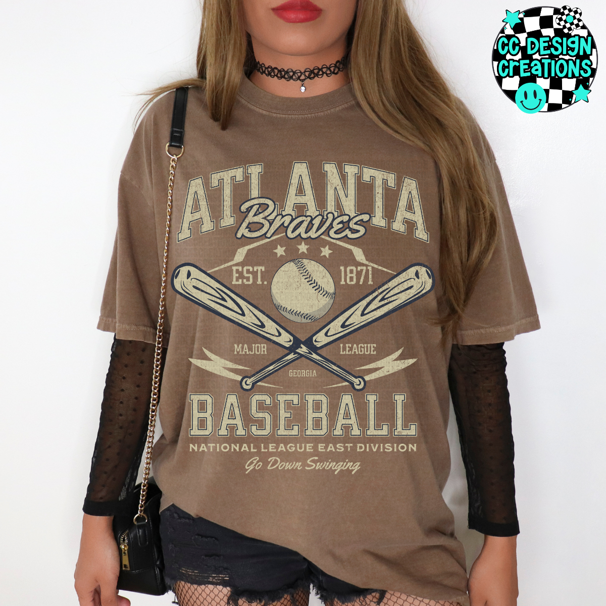 Braves Retro Baseball PNG Digital Download