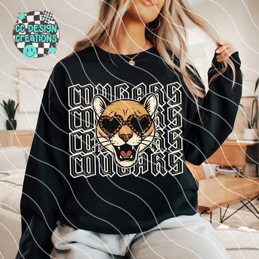 Cougars Preppy Grunge Mascot PNG Digital Download