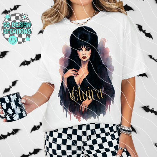 Elvira Horror Watercolor PNG Digital Download