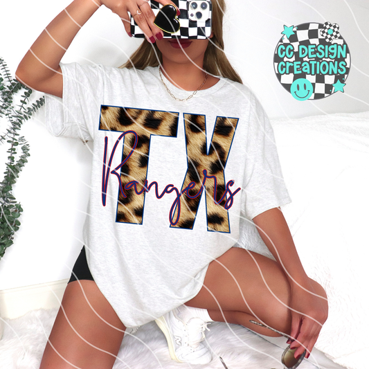 Rangers Baseball Leopard PNG Digital Download