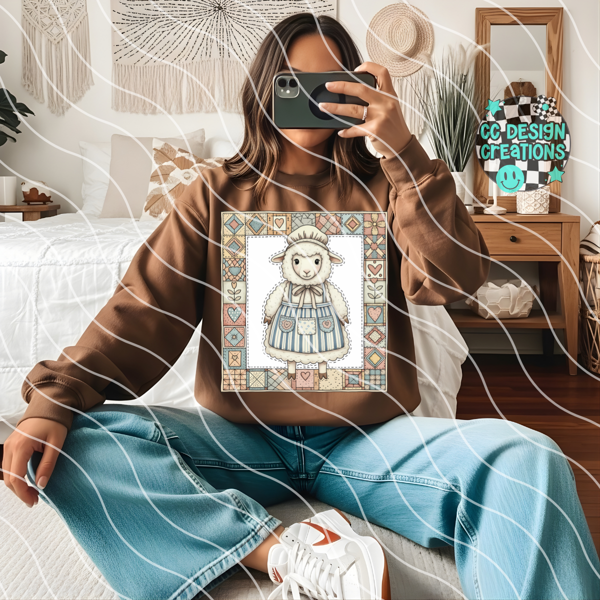 Patchwork Sheep PNG Digital Download