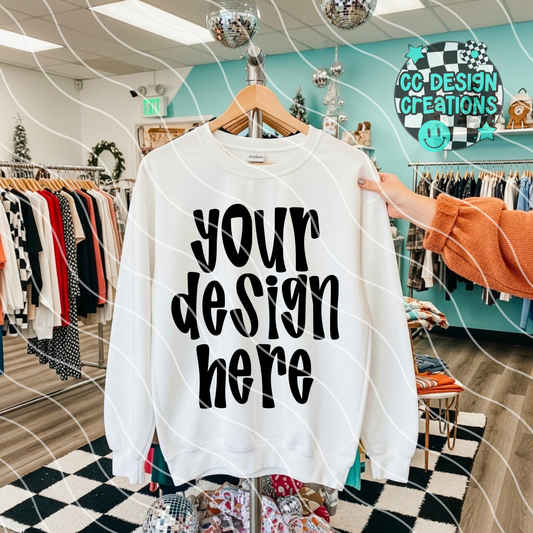 White Sweatshirt Mock Christmas Boutique Hanger 2
