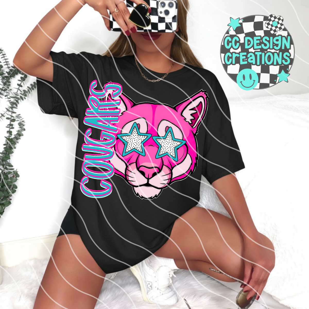 Cougars Preppy Mascot PNG Digital Download